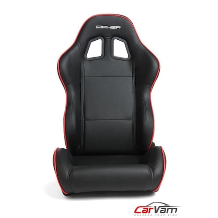 Omnisports Synthetic Leather with Red Accent Piping Universal Racing Seats - Black OM3366464